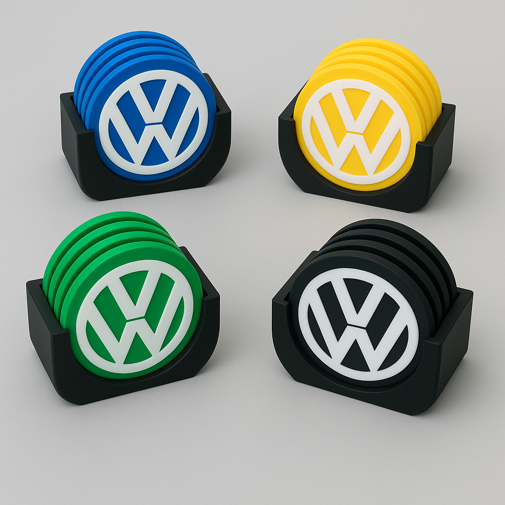 Retro Car Coaster Set | 3D Printed Drink Coasters with Holder | Garage & Man Cave Decor