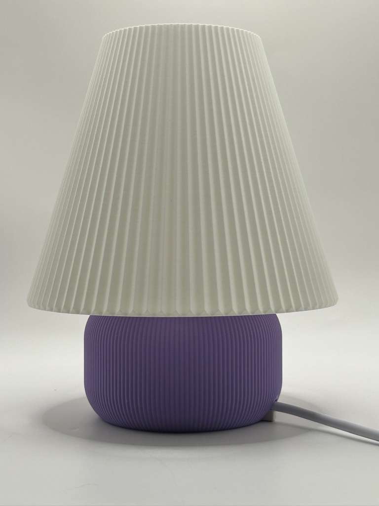 Leah Pleated Cone Table Lamp – Modern 3D Printed Bedside Accent Light (E26 Plug-In)