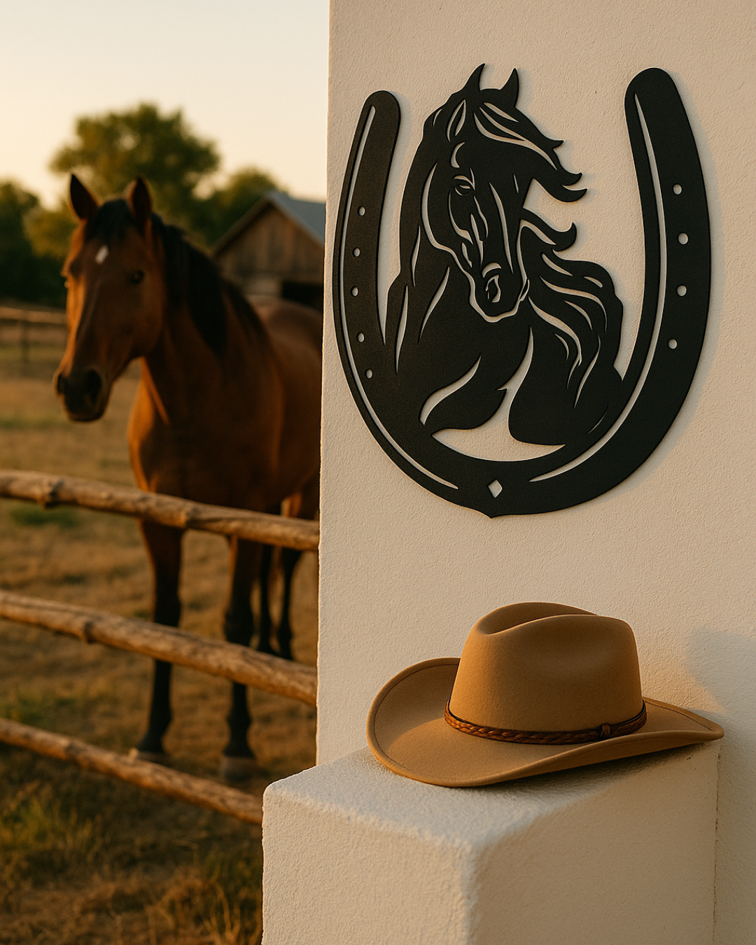 Horse & Horseshoe Wall Art | 3D Printed Western Decor | Rustic Farmhouse Wall Hanging