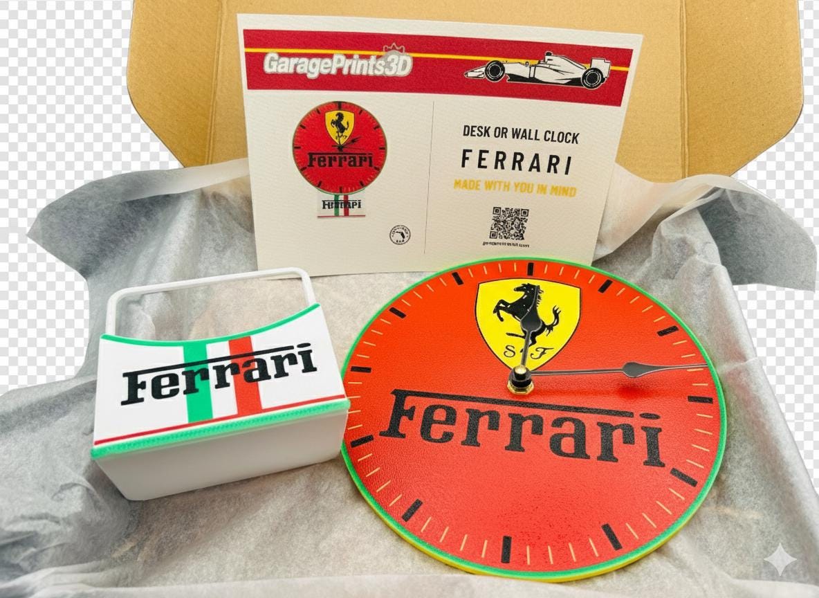 Scuderia Racing Tribute Clock | Italian Motorsport Fan Art | Desk & Wall Clock