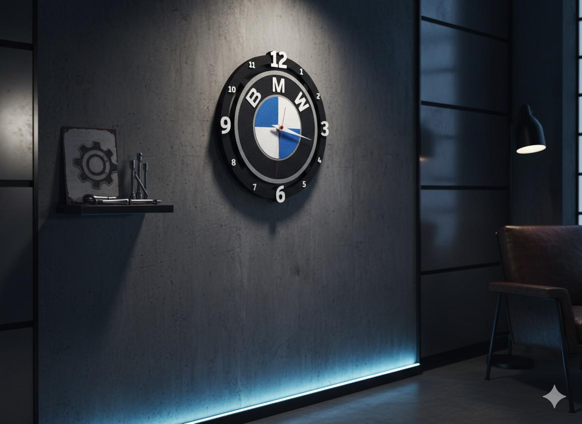 Automotive Wall Clock – 3D Printed Garage Decor | 250 mm | Motorsport Fan Art
