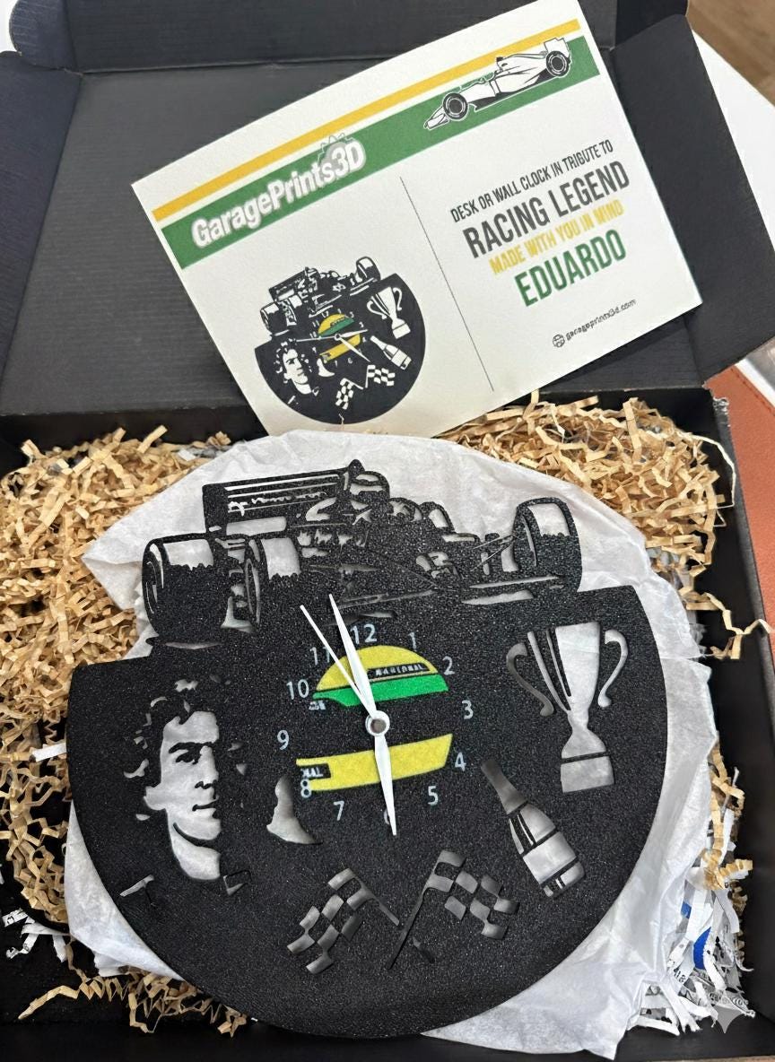 3D Printed Racing Tribute Clock | Motorsport Garage Decor | Fan-Made Desk & Wall Clock