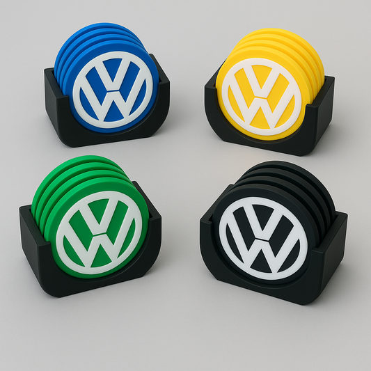 Retro Car Coaster Set | 3D Printed Drink Coasters with Holder | Garage & Man Cave Decor