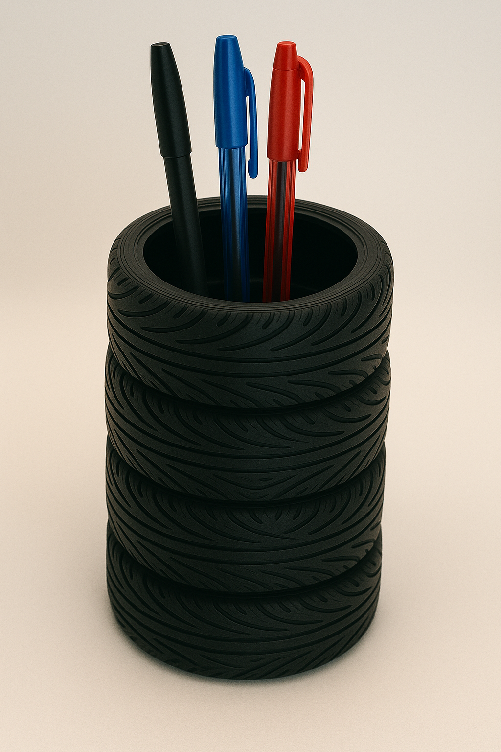 Tire Stack Pen Holder | 3D Printed Desk Organizer for Car Lovers | Racing-Inspired Office Decor