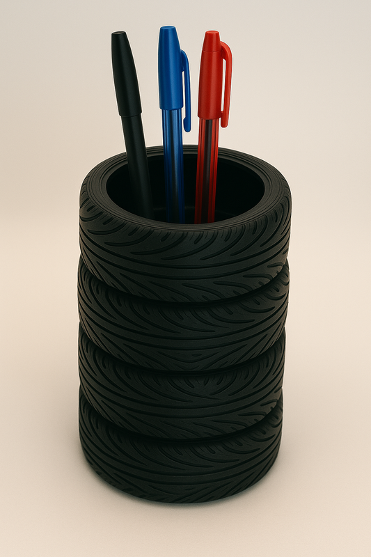 Tire Stack Pen Holder | 3D Printed Desk Organizer for Car Lovers | Racing-Inspired Office Decor