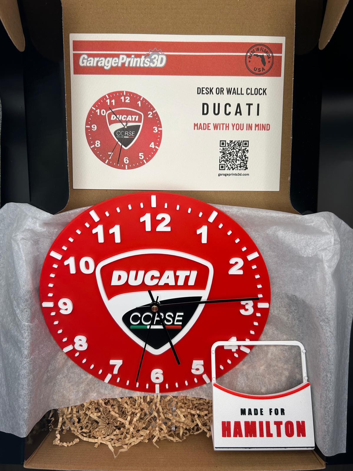 Italian Racing Wall Clock | Custom Motorcycle Garage Decor | 3D Printed Biker Clock