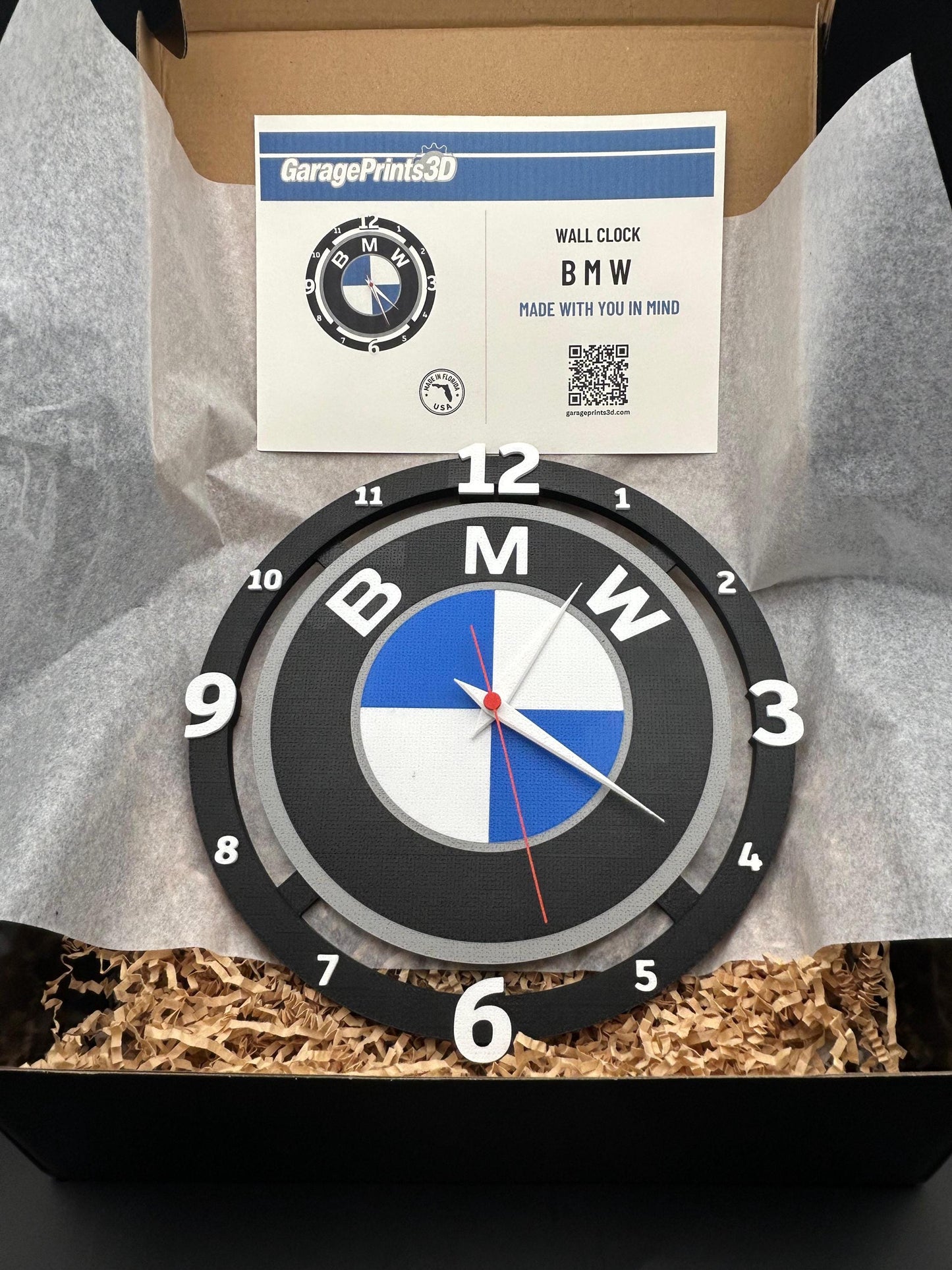 Automotive Wall Clock – 3D Printed Garage Decor | 250 mm | Motorsport Fan Art