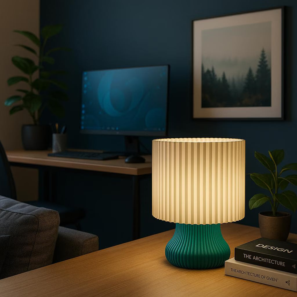 Soft Cylinder Accent Lamp | Sculptural Table Lamp with Fluted Shade – LEAH Collection