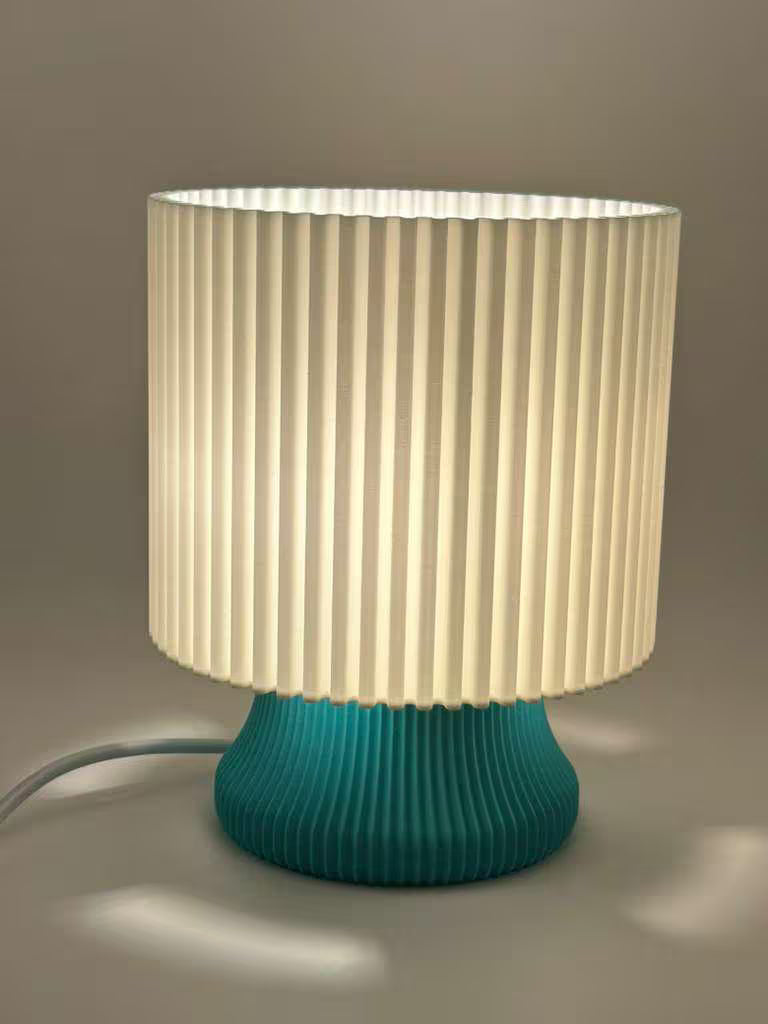 Soft Cylinder Accent Lamp | Sculptural Table Lamp with Fluted Shade – LEAH Collection