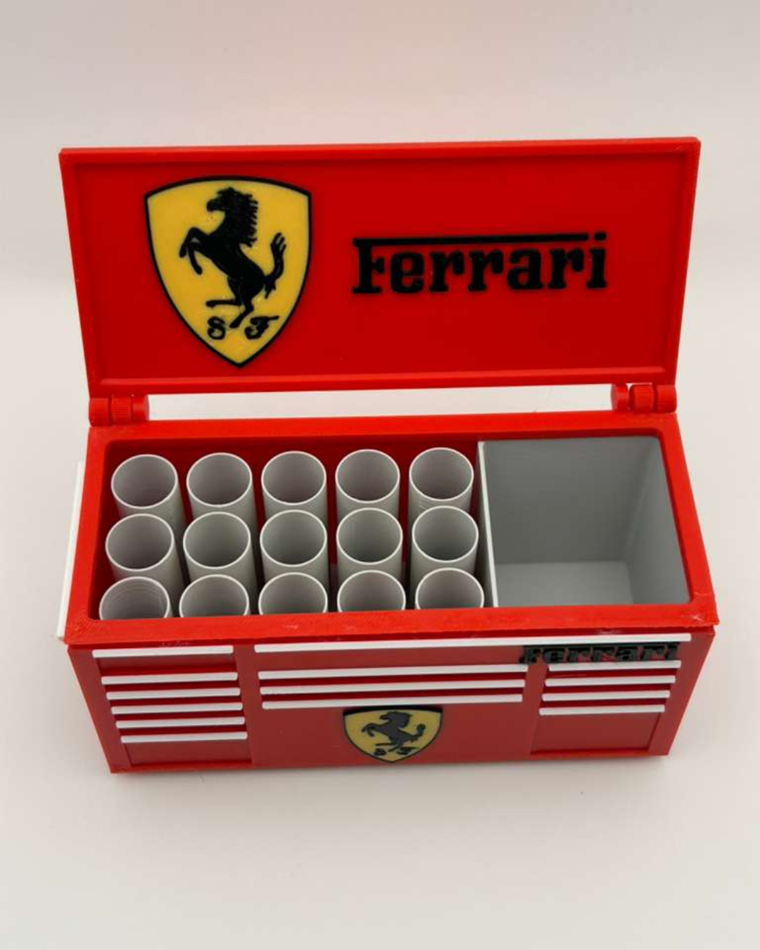 Red Racing Toolbox Pen Holder | 3D Printed Desk Organizer | Garage & Motorsport Decor