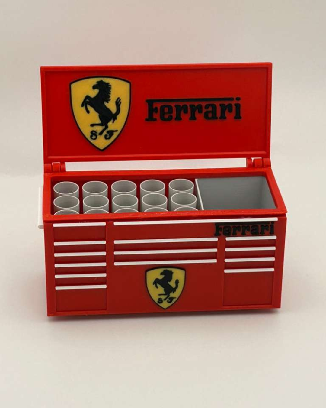 Red Racing Toolbox Pen Holder | 3D Printed Desk Organizer | Garage & Motorsport Decor