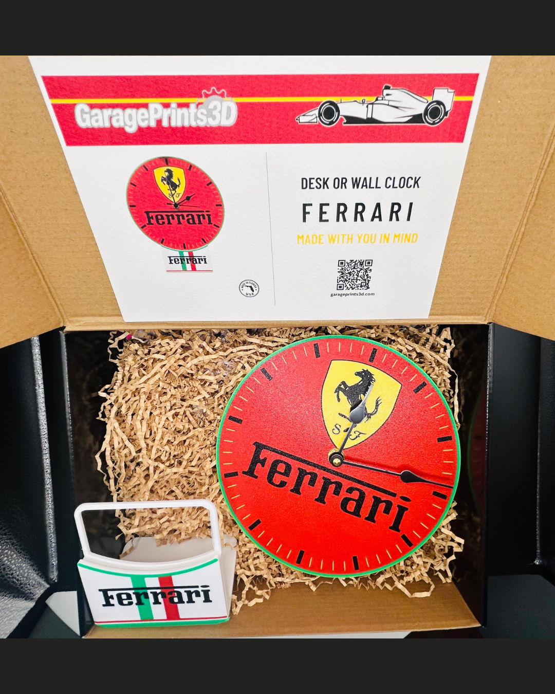 Scuderia Racing Tribute Clock | Italian Motorsport Fan Art | Desk & Wall Clock