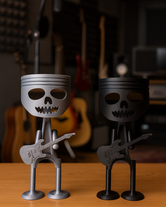 Skeleton Guitarist Decor | 3D Printed Rock Figurine | Music Studio & Man Cave Display