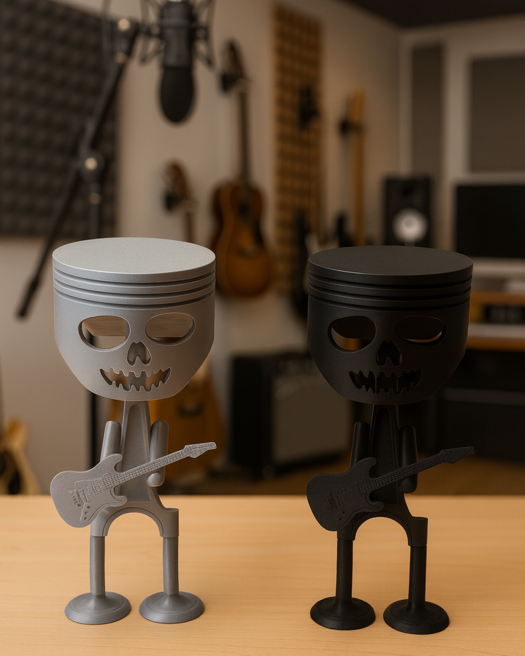 Skeleton Guitarist Decor | 3D Printed Rock Figurine | Music Studio & Man Cave Display