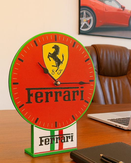 Scuderia Racing Tribute Clock | Italian Motorsport Fan Art | Desk & Wall Clock